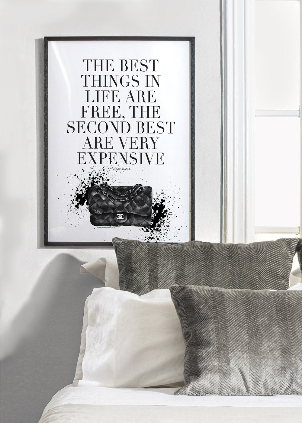Coco Chanel money quote print - Watercolour illustrations – Artesta