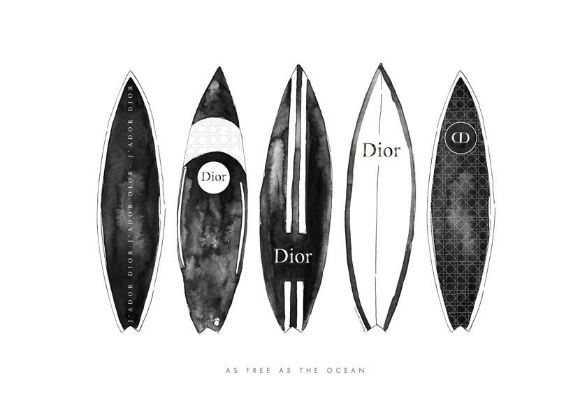 Dior surfboards black and white poster  Wall art, framed prints and  posters – Artesta