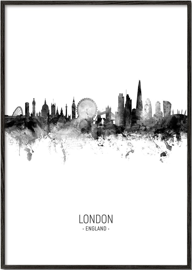 London skyline black and white