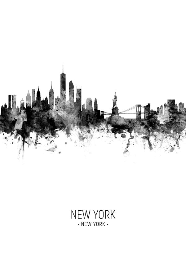 New York skyline black and white