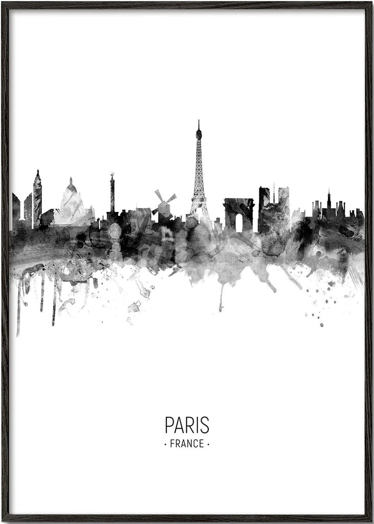 Paris skyline black and white