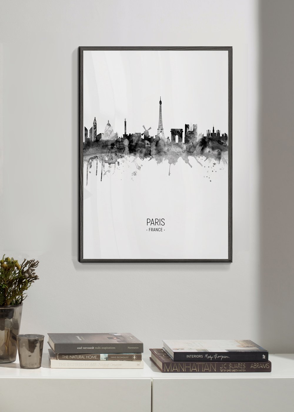 Paris skyline black and white poster Wall art framed prints and