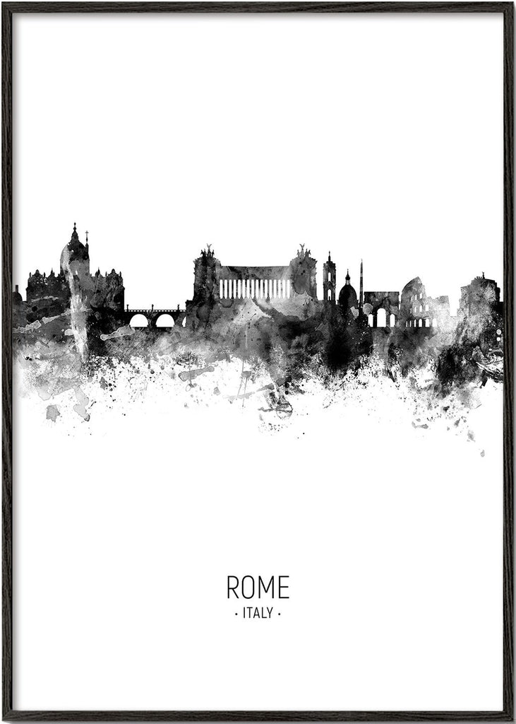 Rome skyline black and white
