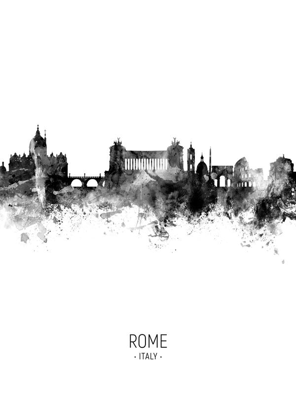 Rome skyline black and white