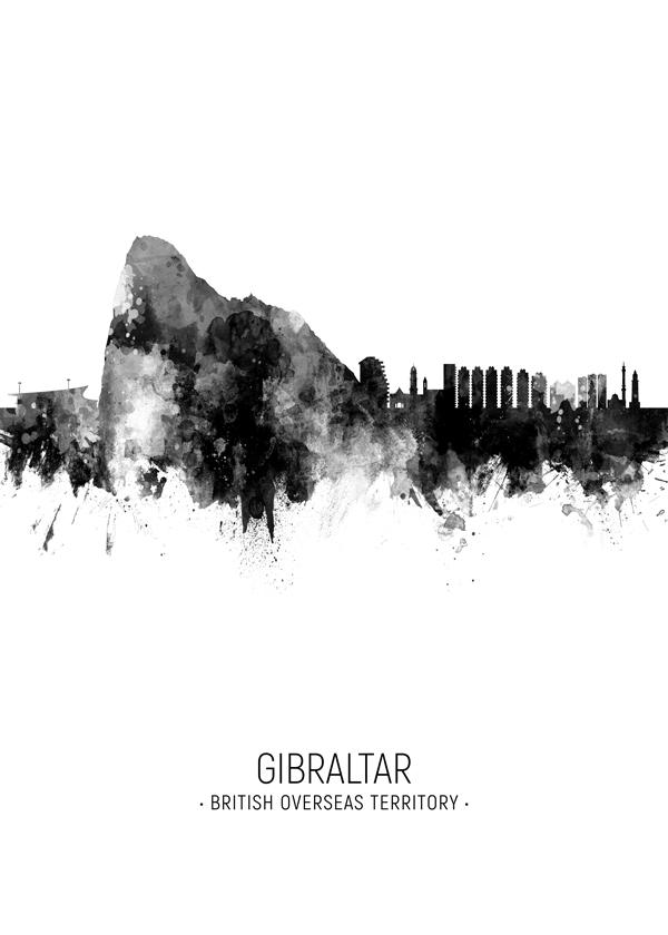 Gibraltar Skyline black and white